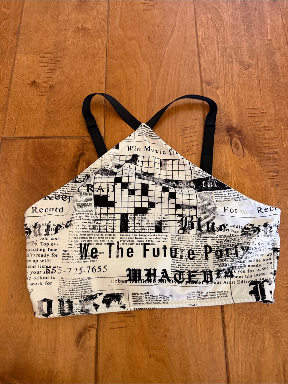 Urban Outfitters Black and White Newspaper Print Tank